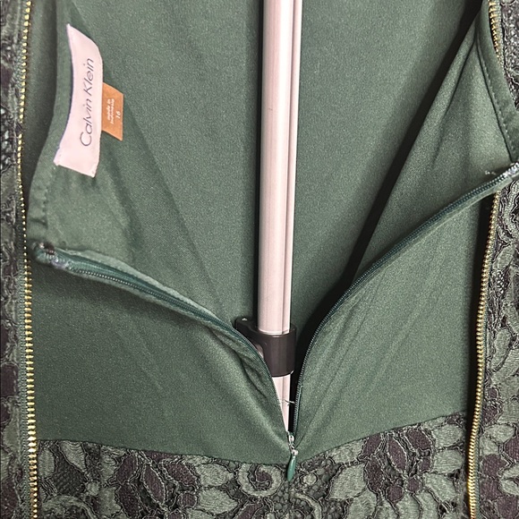 Calvin Klein Forest Green Lace Midi Dress with Slip - Picture 11 of 13